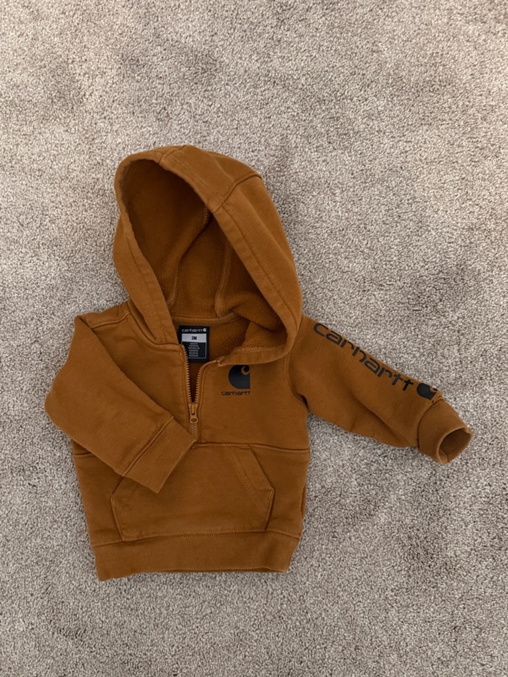 Carhartt Kids Caramel Brown Half-Zip Hooded Sweatshirt
